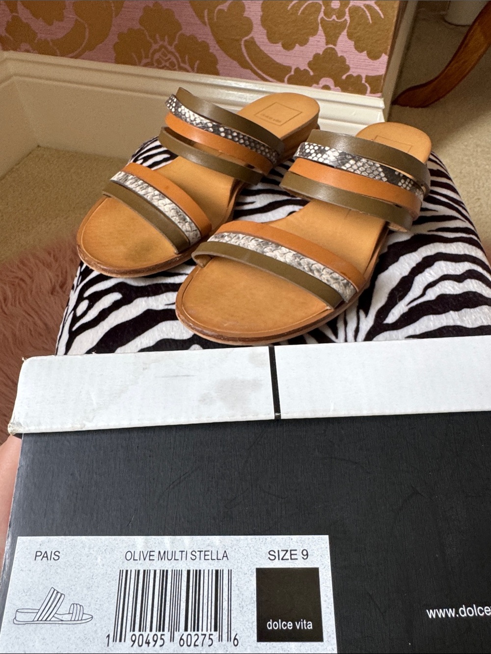 Dolce Vita Olive Multi Strappy Slide Sandals